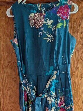 Closet Teal Floral Dress with Pink and Cream Accents